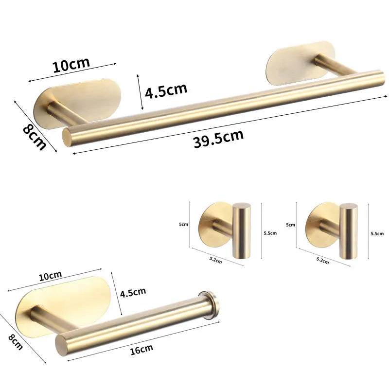 support rangement salle bain argenté moderne porte serviettes papier toilette adhésif minimaliste pièces