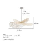 suspension lumineuse tressée wicker naturel moderne rustique salon chambre lumière chaîne métallique ampoule