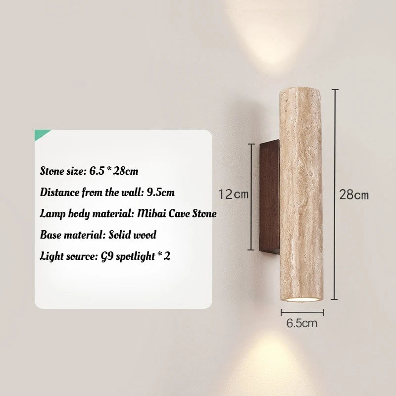 applique murale moderne pierre beige clair veines minimaliste éclairage led chambre salon
