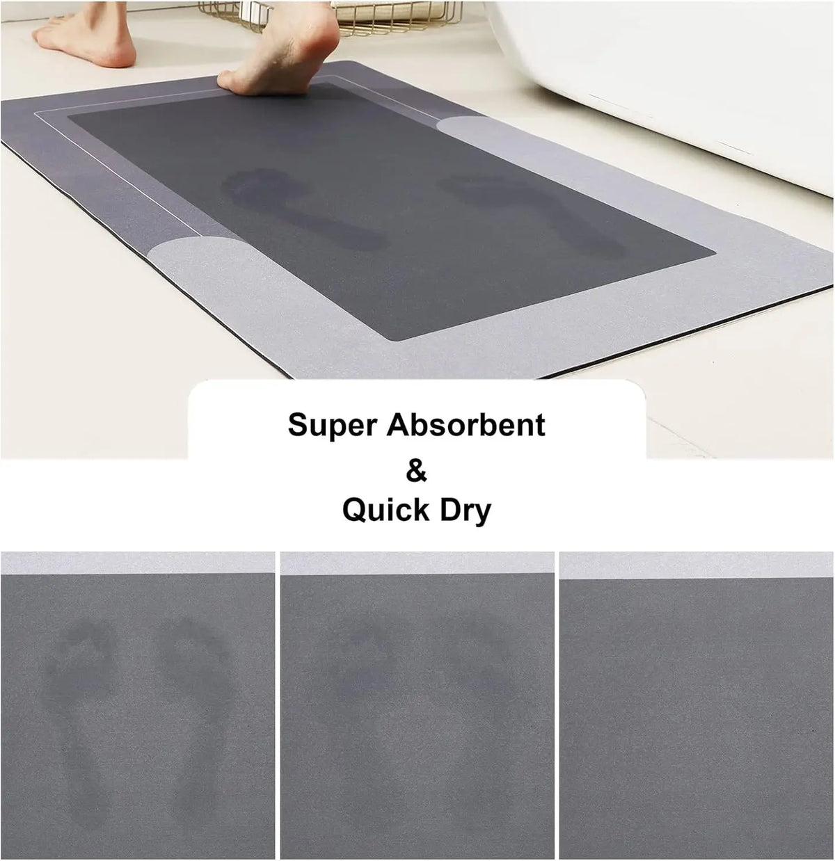tapis bain gris moderne antidérapant pvc tissé ligne horizontale 50x80cmintérieur