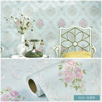 papier peint fleurs blanches classique adhésif résistant humidité écologique chambre salon vintage pastorale
