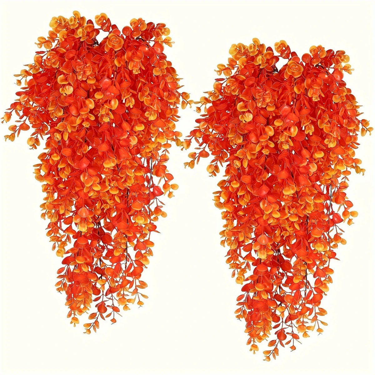 guirlande artificielle moderne orange vert feuilles ovales décoration intérieure halloween automne mariage