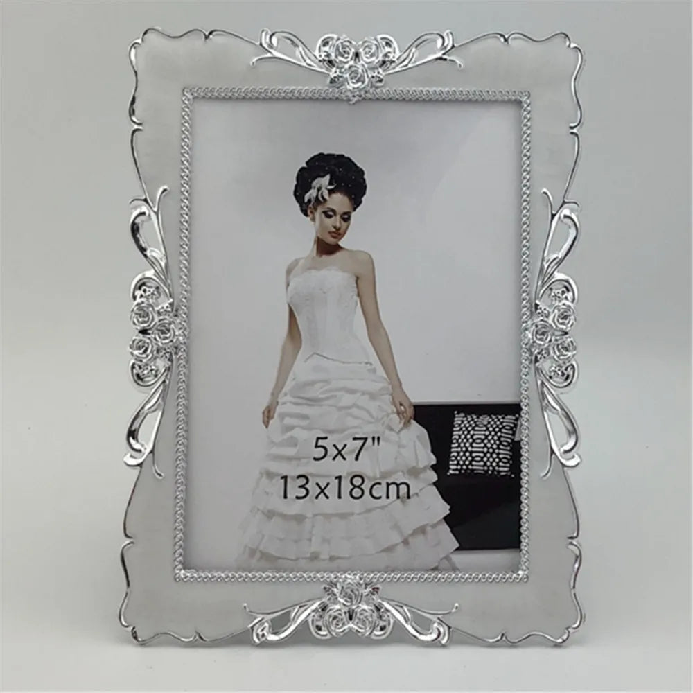 cadre photo argenté ornements floraux strass classique baroque 5x7 8x10 inches