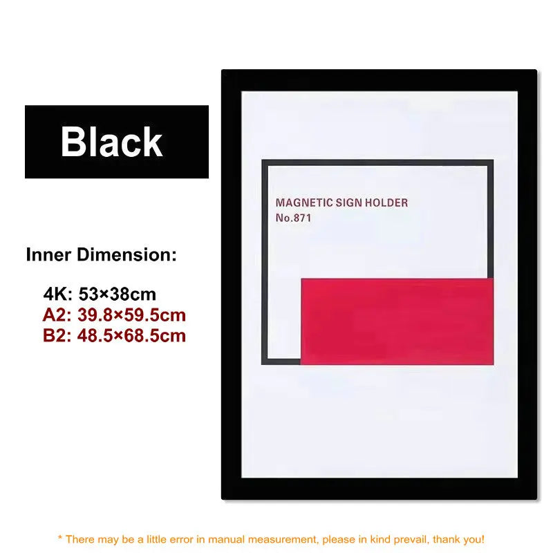 cadre magnétique pvc adhésif mural noir gris moderne minimaliste 4k a2 b2