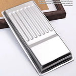 plateau acier inoxydable argenté rainuré instruments manucure professionnel storage tray cosmetic organizer