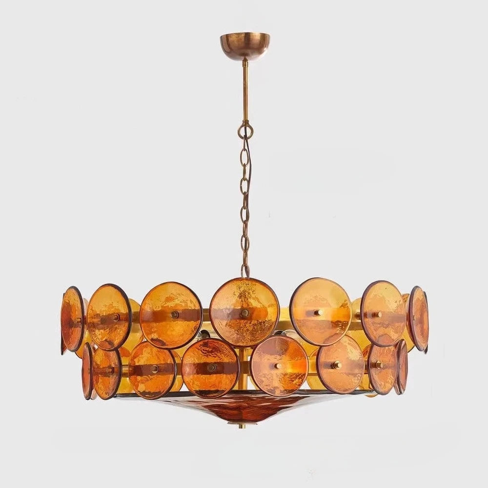lampe suspendue moderne salon étude verte orange verre translucide circulaire chambre