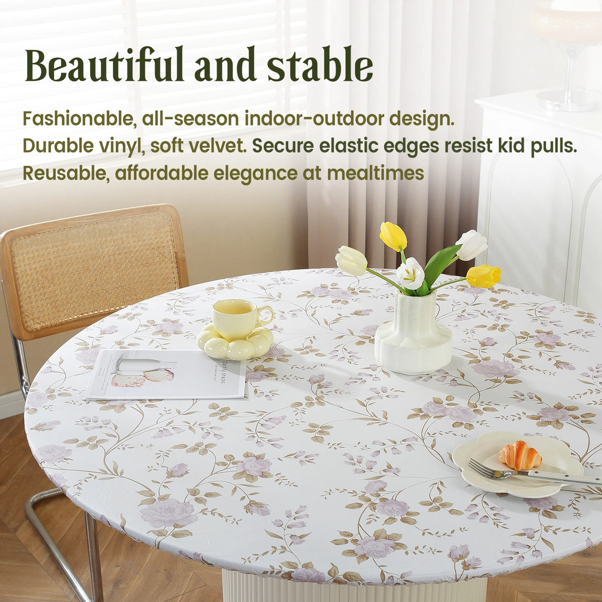 nappe table classique fleur imprimée imperméable l'huile blanc rose vert beige