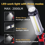 lampe torche led rouge noire port usb modes floodlight spotlight moderne pratique
