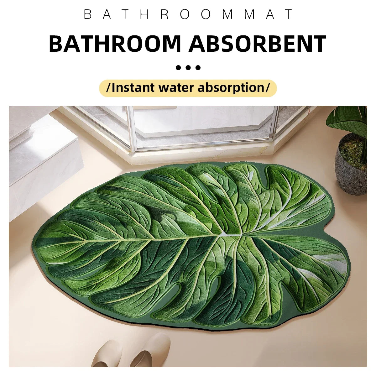 tapis bain antidérapant motif feuilles vert moderne naturel caoutchouc extérieur couloir