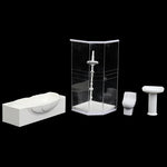 accessoires deco maison poupée ensemble salle bain douche baignoire evier wc resine blanc moderne