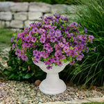 décoration intérieure moderne bouquet artificiel violet fleurs simples feuilles vertes polyester