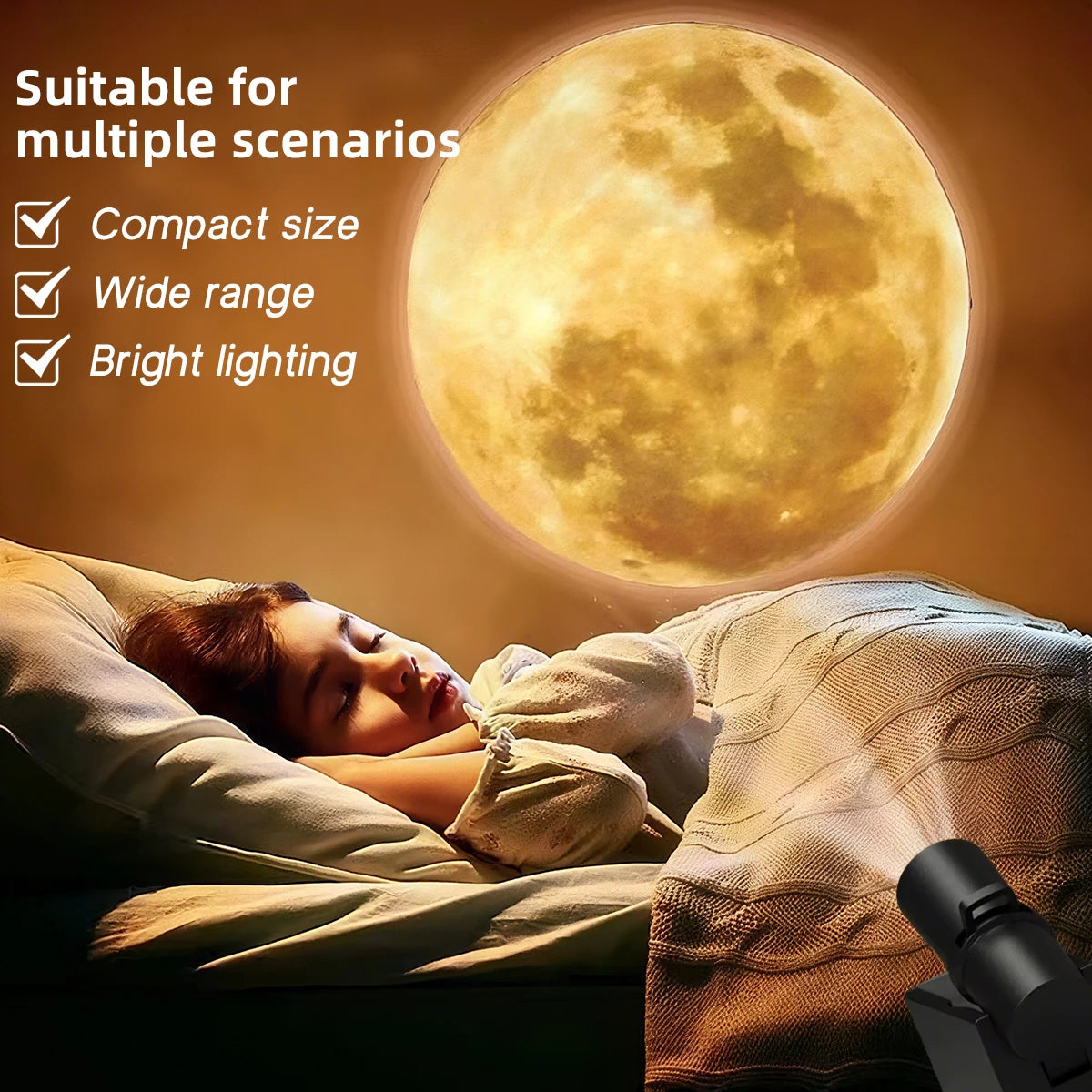 lampe led rechargeable usb projection lune atmosphère décoration murale ambiancé cratères terrestre spatial