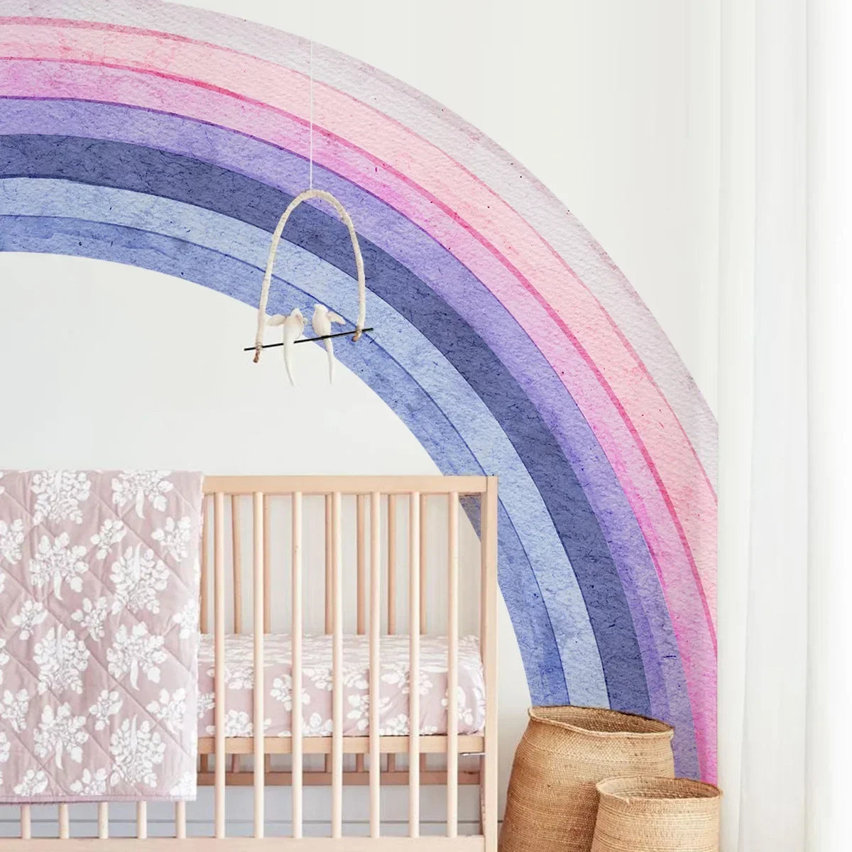 papier peint arc ciel moderne enfant rose violet bleu adhésif mural plusieurs pièces opaque