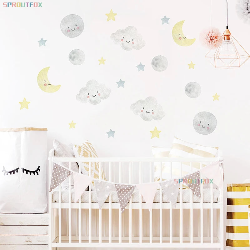 Décoration murale enfant avec autocollant arc-en-ciel