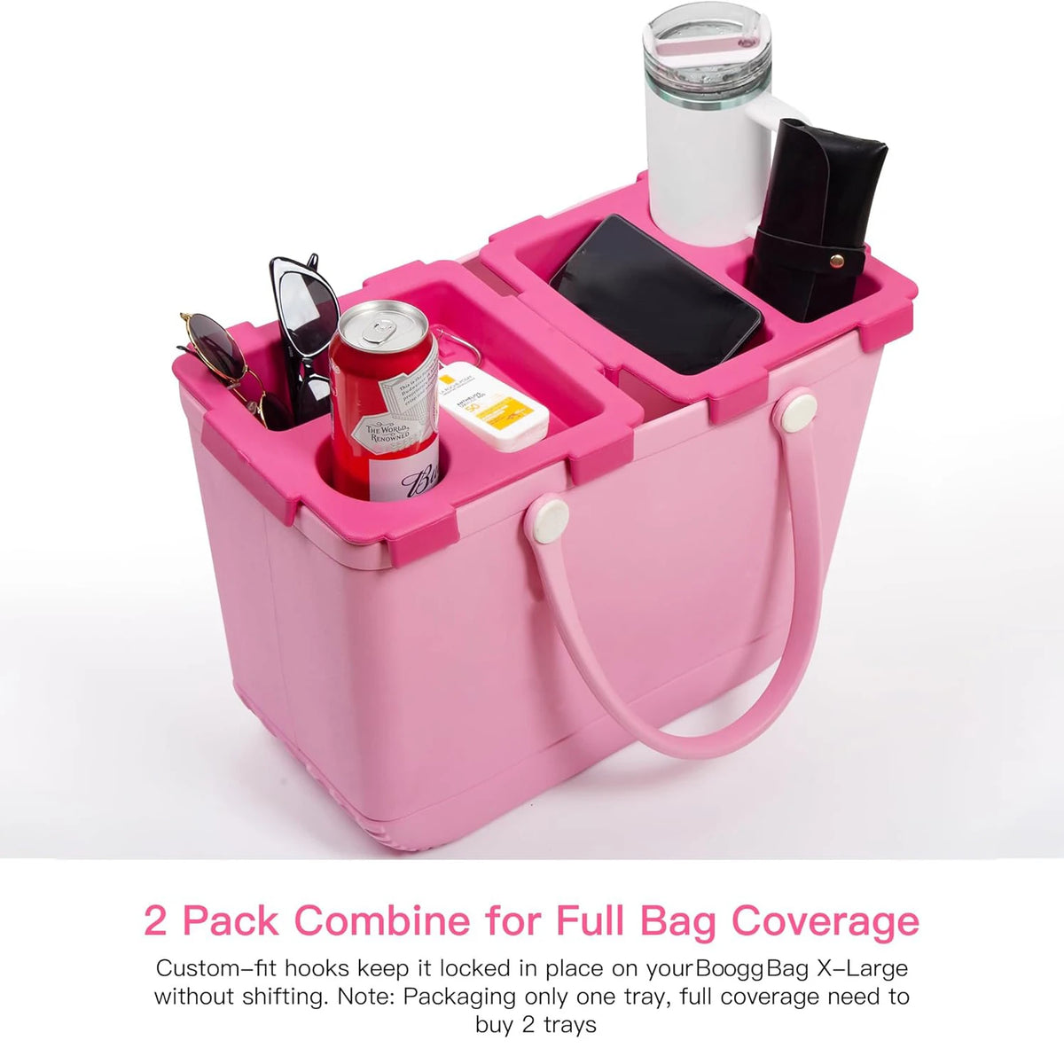 boîte rangement rose pratique compartiment smartphone lunettes soleil voyage moderne