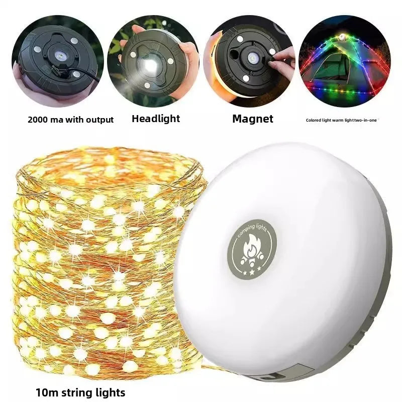 guirlande lumineuse led enroulable 10m jaune dorée multicolore lampe camping phare aimanté tente noel