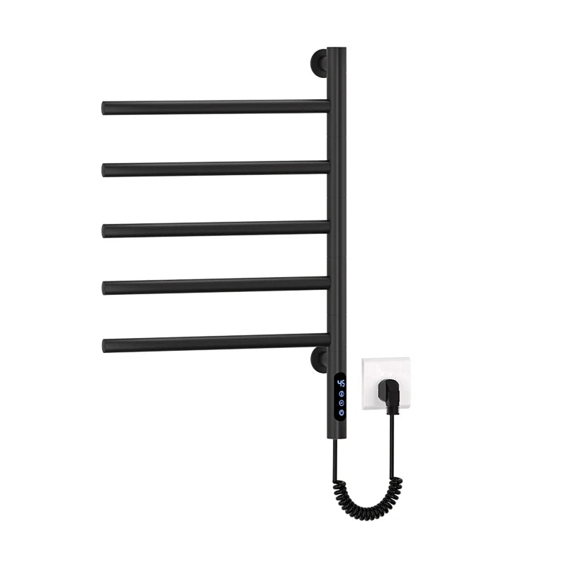 porte serviettes électrique acier inoxydable noir moderne fixation murale affichage numérique câble souple