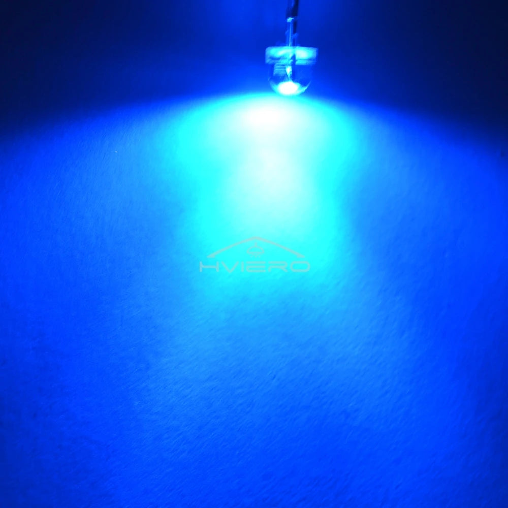 Diodes led 5mm bleu vert rouge blanc chaud jaune violet rose orange transparentes 20000h