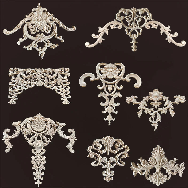 décoration murale bois motif floral baroque panneau porte meuble cuisineAAD