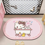 tapis salle bain antidérapant absorbant rapide dessin animé hello kitty motifs musicaux coeurs ours