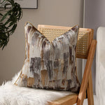 housse coussin carré beige points dorés jacquard passepoil contemporain non toxique environnement polyester