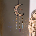 décoration murale croissant lune semi précieuses feuilles dorées boho chic chambre