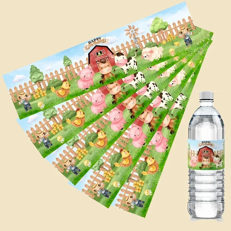 étiquettes adhésives animaux farm illustration enfantine vert bleu blanc rouge rose