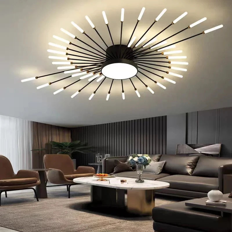 plafonnier led moderne doré noir luminaire salon salle manger chambre enfant éventail