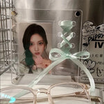 cadre photo acrylique transparent kpop photocard stand rubans satinés décoration moderne porte rétros kpop