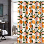 rideau douche moderne orange pêches feuilles anti moisissure opaques polyester anneaux