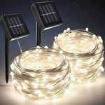 guirlande lumineuse solaire extérieur blanc chaud fil cuivre led jardin terrasse décoration nuit étanche