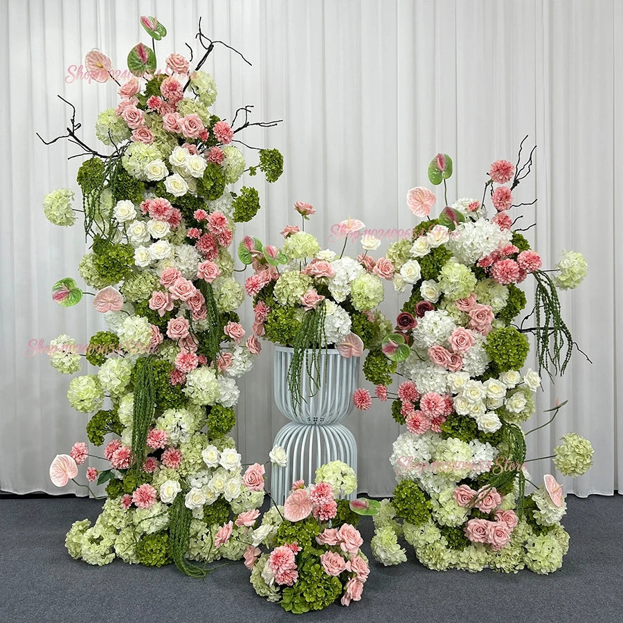 Architectures décoration florales artificielles blanches roses vertes romantiques occasionnelleextérieur mariage anniversaire