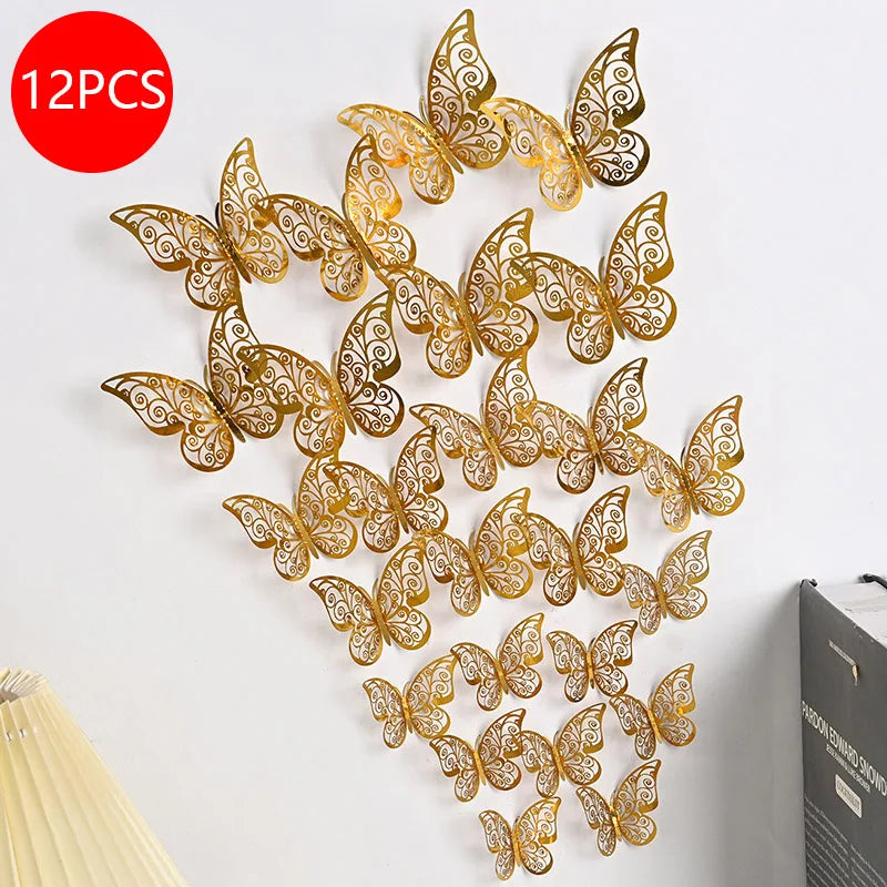 décoration gâteau papillons ornements floraux adhésifs or argent bleu rouge rose vàng trắng