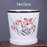 vase decoratif art traditionnel chinois cache pot fleurs oiseaux calligraphie chinoise blanc rouge vert