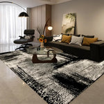 tapis moderne géométrique noir blanc gris love is love adhésif salon chambre polypropylène polyester