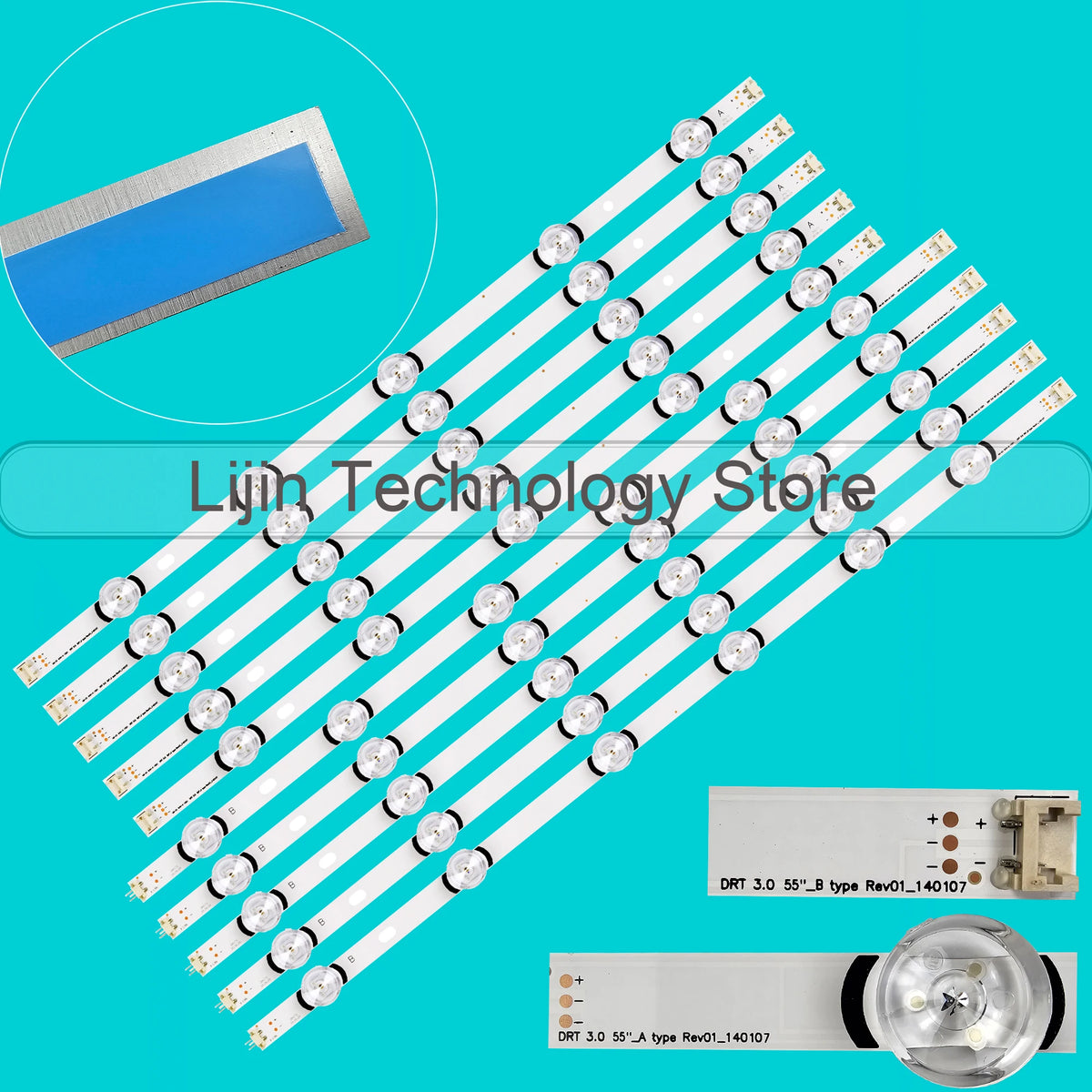 bande lumineuse led blanc bleu transparent moderne clips fixations connecteurs électriques