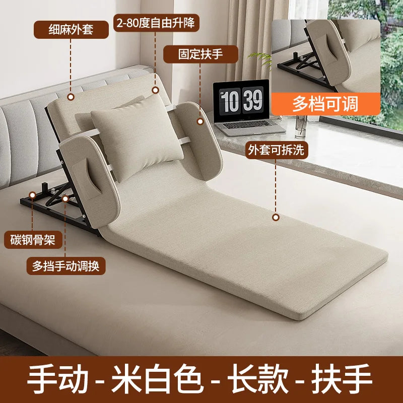 lit pliant moderne gris toile lin coussin oreiller support tablette