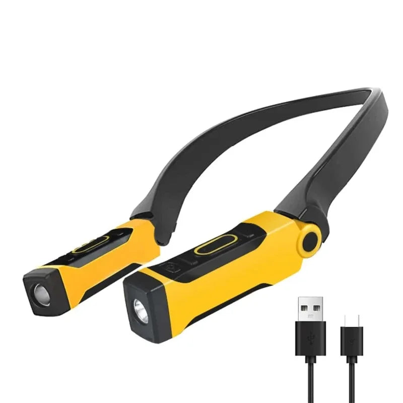 lampe torchon rechargeable jaune noir mode fixation bande ajustable longue durée éclairage extérieur course