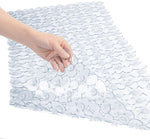 tapis douche antidérapant pebbles moderne noir blanc gris salle bain ventouses pvc respectueux environnement