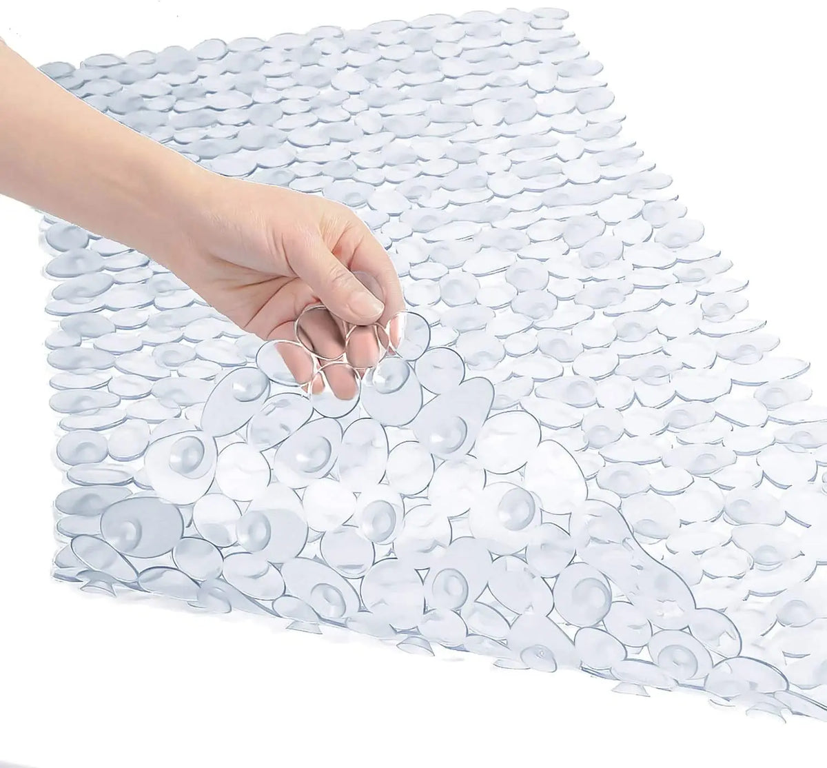 tapis douche antidérapant pebbles moderne noir blanc gris salle bain ventouses pvc respectueux environnement