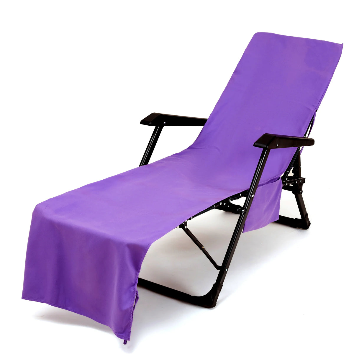 couverture chaise plage rose vif bleu marine uni moderne poches poignées adjustable polyester