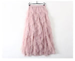 jupe tulle plissée rose noir élégante féminine asymétrique mi mollet translucide junior femme