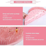 brosse douche exfoliante silicone bleu rose gris texturée points moderne pratique suction cup