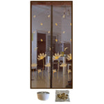 rideau porte moderne gris translucide fleurs dorées motifs géométriques bien ventilé anti insectes