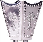 bougeoir incense métal argent or croix sculptées points dorés artisanal salon décoration