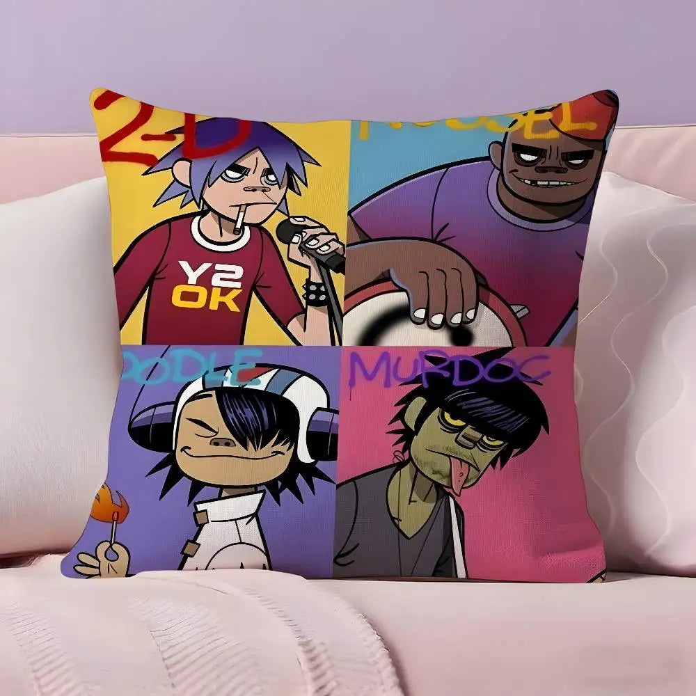 taies d'oreiller dessin animé gorillaz multicolore ultra douces polyester modernes maison hospitalière confortables motifs