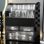 boîte rangement cosmétique noir rayures verticales moderne réutilisable plastique