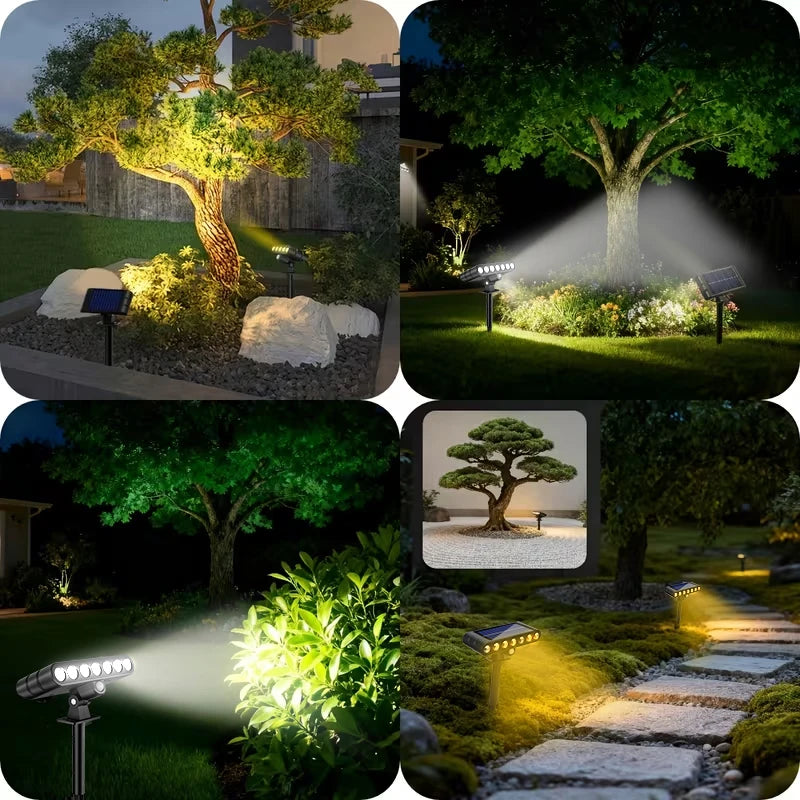 projecteurs solaires led modernes noir ip65 3pcs warm white lumière jardinextérieur abs tringle