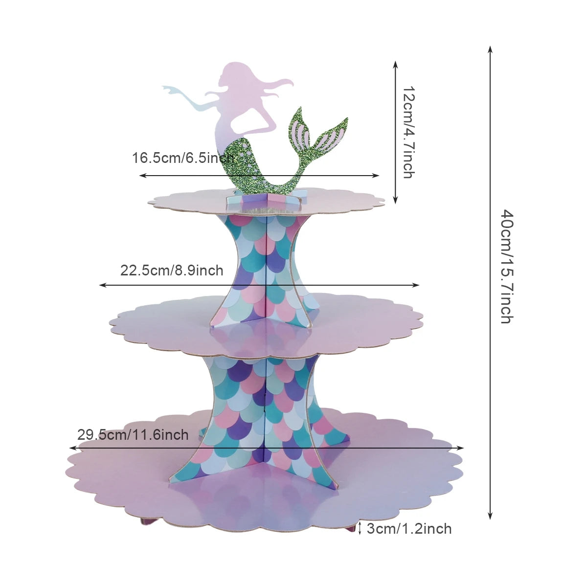 supports gâteaux sirène thème océan couleurs violette bleu verte rose figurines poissons coraux