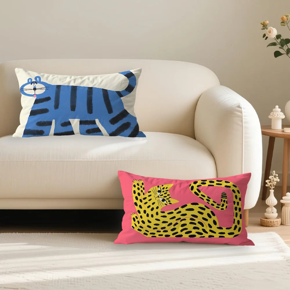 taies d'oreiller animaux nordiques moderne bleu léopard jaune non toxique coton polyester 30x50CM 40x60CM